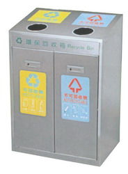 户外钢板分类垃圾桶系列(双桶和三桶类)